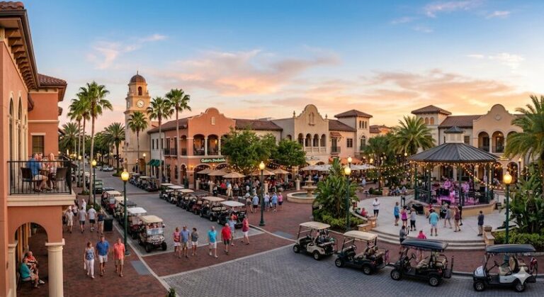 Evening at a town square in The Villages