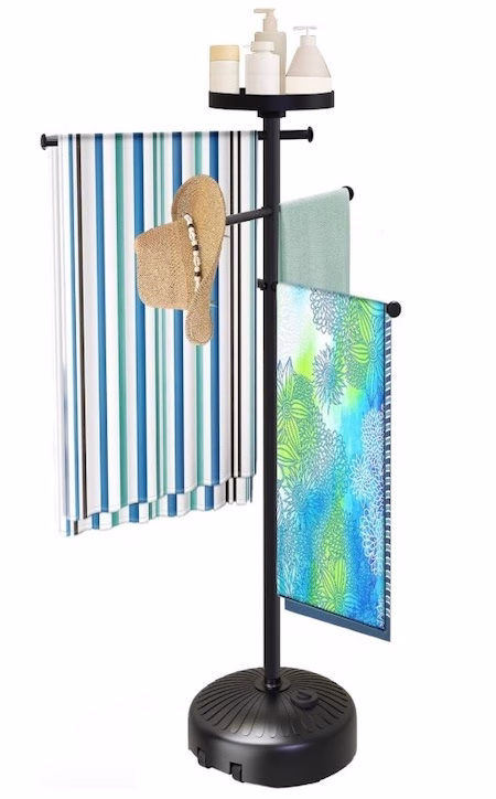 Pool Towel Rack with Tray