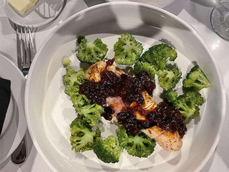 Chicken Florentine with cranberry sauce at Mezza Luna at The Villages