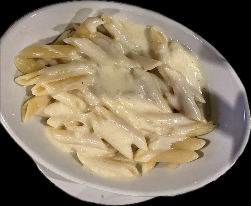 Penne Alfredo at Mezza Luna at The Villages Italian restaurant in Colony Plaza