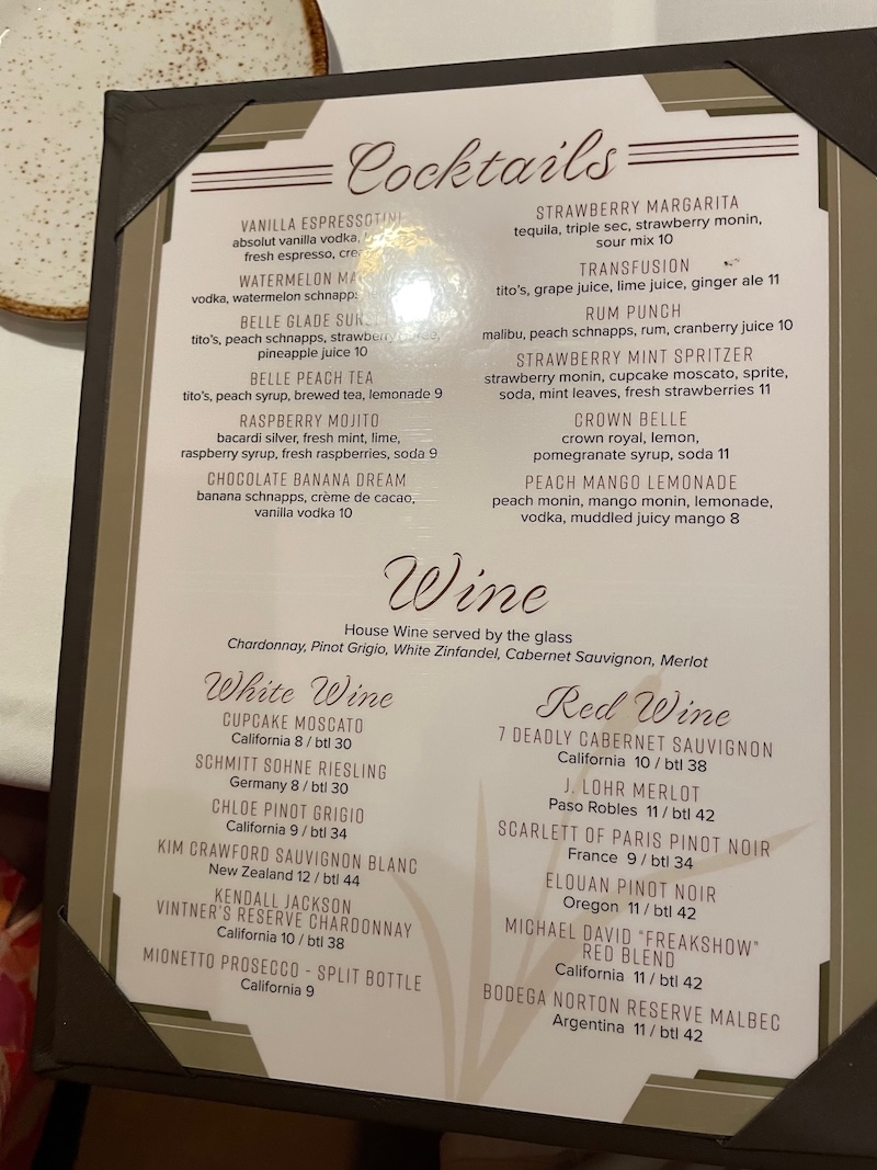 Nightly specials board with seafood and steak options