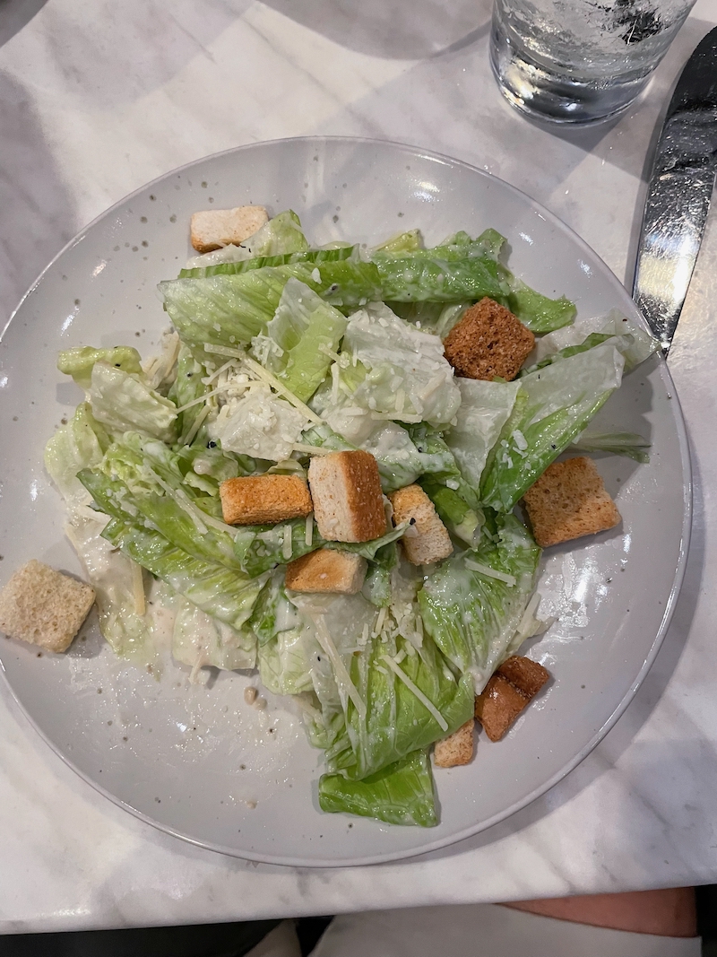 Caesar salad with romaine, parmesan, and croutons