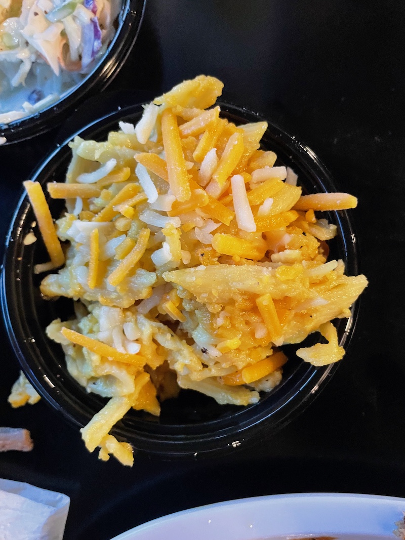 Mac and cheese side from County Line Smokehouse Weirsdale