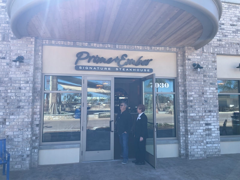 Prime & Ember front entrance at Eastport in The Villages announcing new rooftop bar