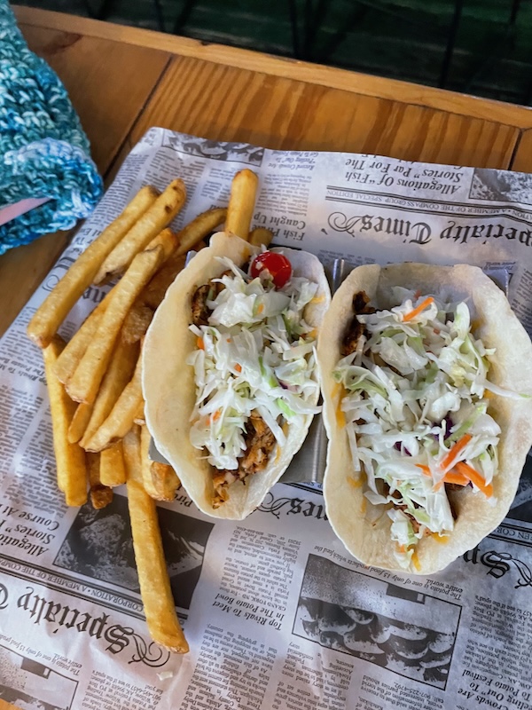 Fish tacos with slaw served at The Anchor