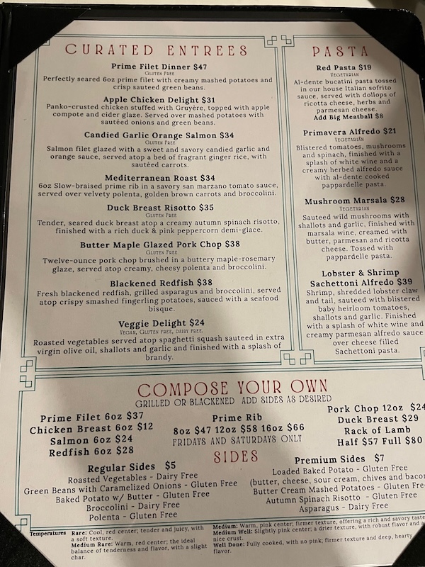 rose plantation menu entrees 1