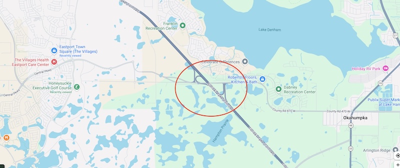 County Road 470 widening interchange at Florida’s Turnpike with entrance and exit ramps
