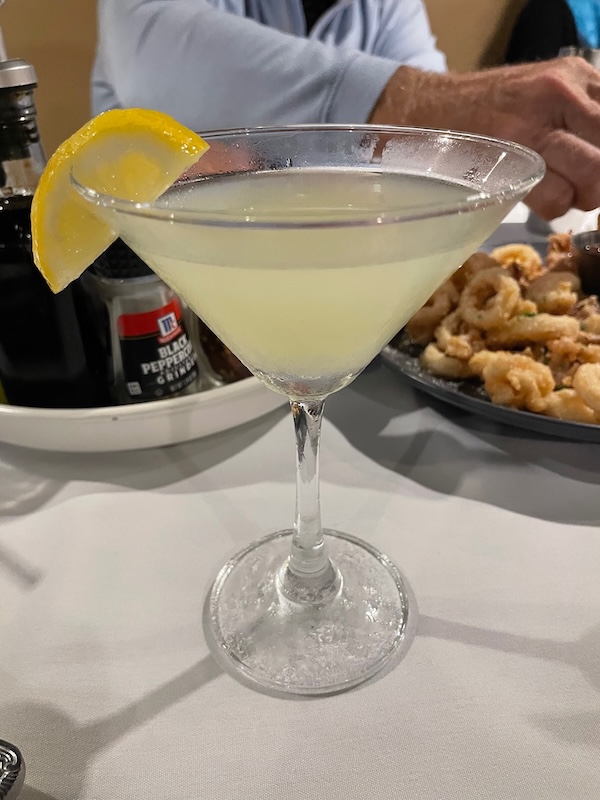 Lemoncello martini served with shaker at RedSauce Lake Sumter Landing