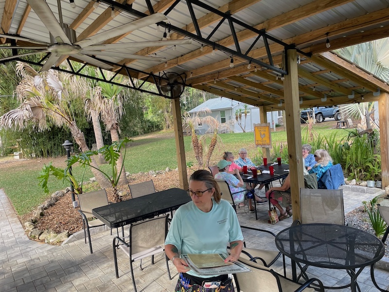 Covered outdoor patio seating