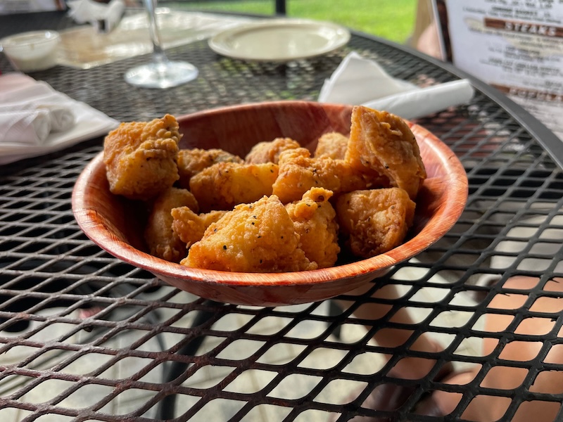 Fried grouper bites served in a bowl