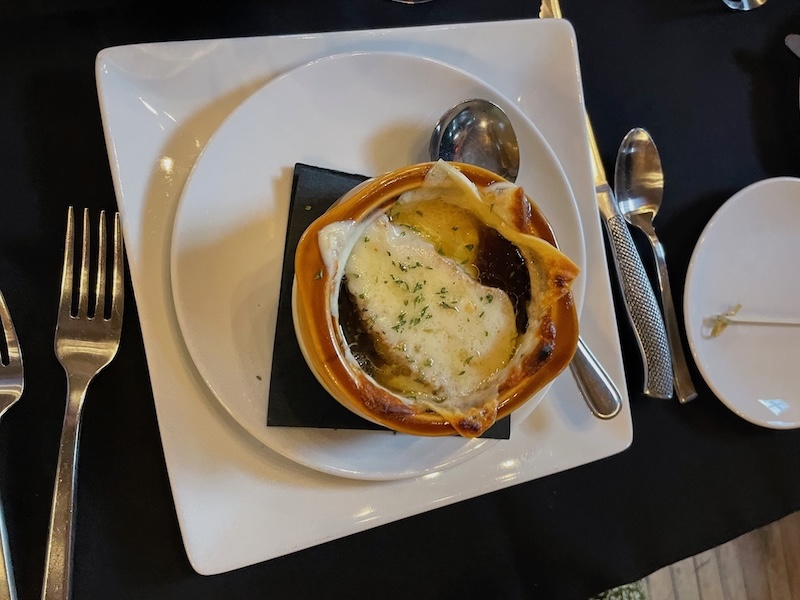 French onion soup with melted cheese