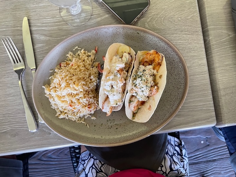 Shrimp tacos at Evans Prairie Country Club
