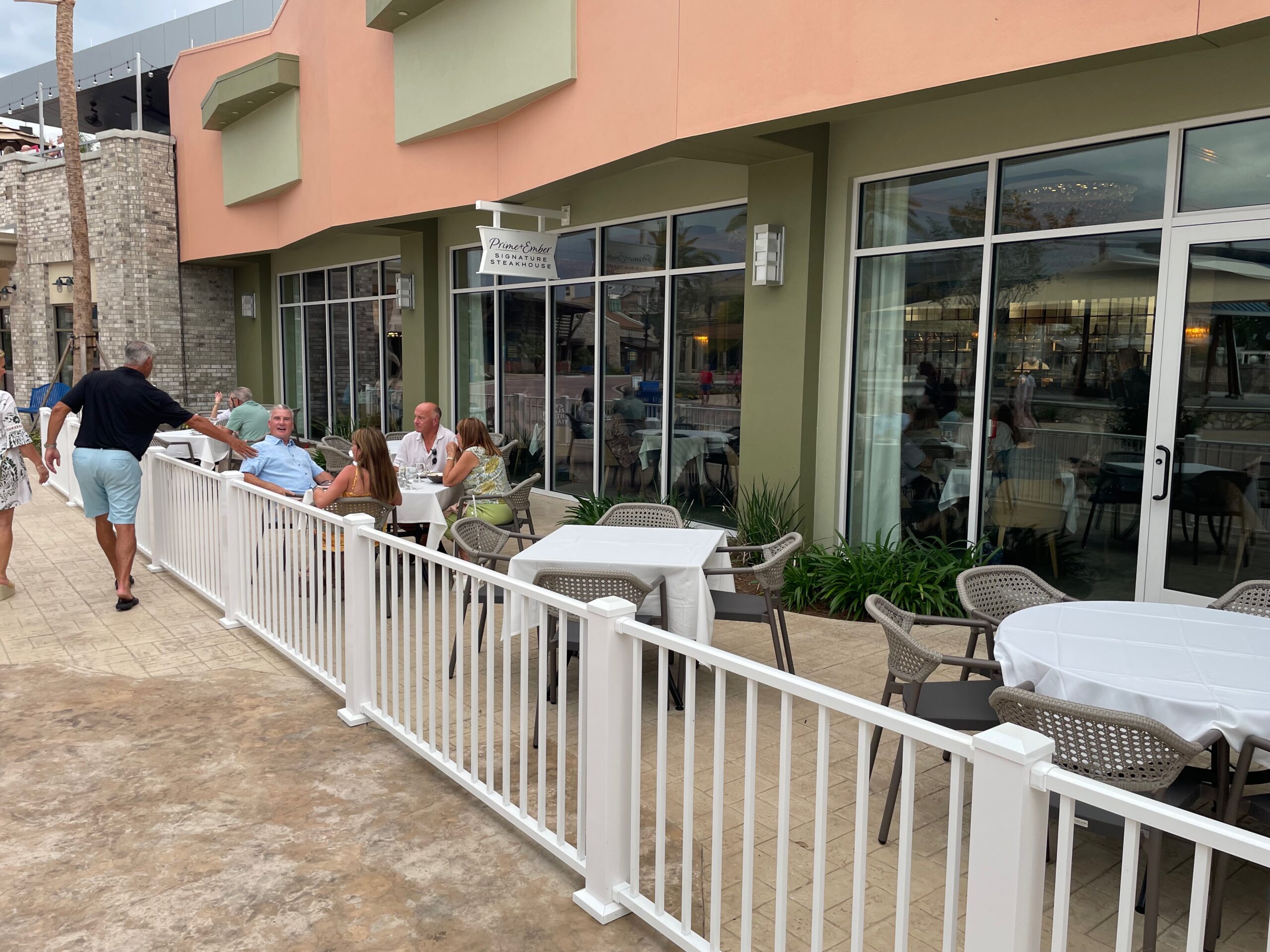 Outdoor dining patio at Prime and Ember in Eastport