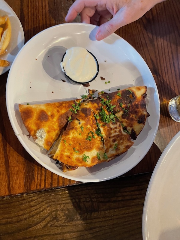 Quesadilla appetizer sliced for sharing