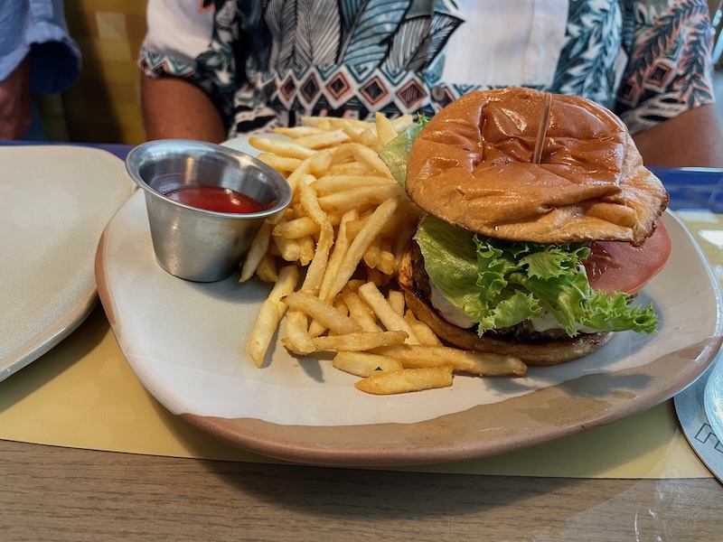 Wagyu burger and fries at Yamas