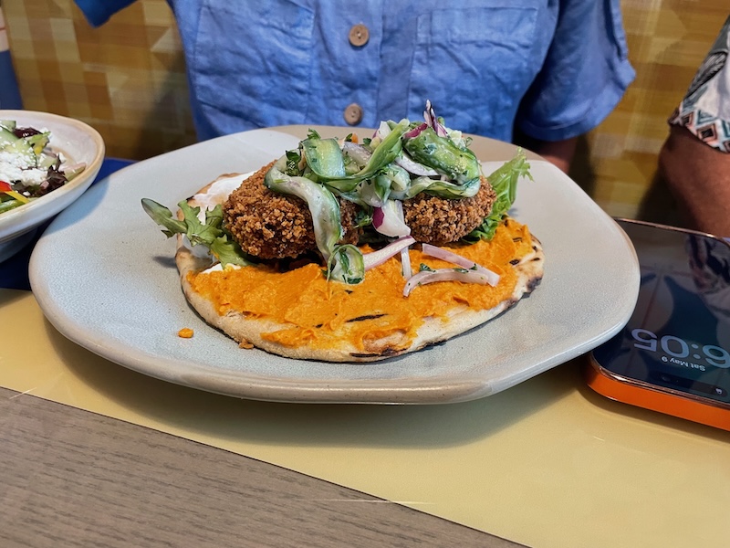 Falafel pita dish at dinner