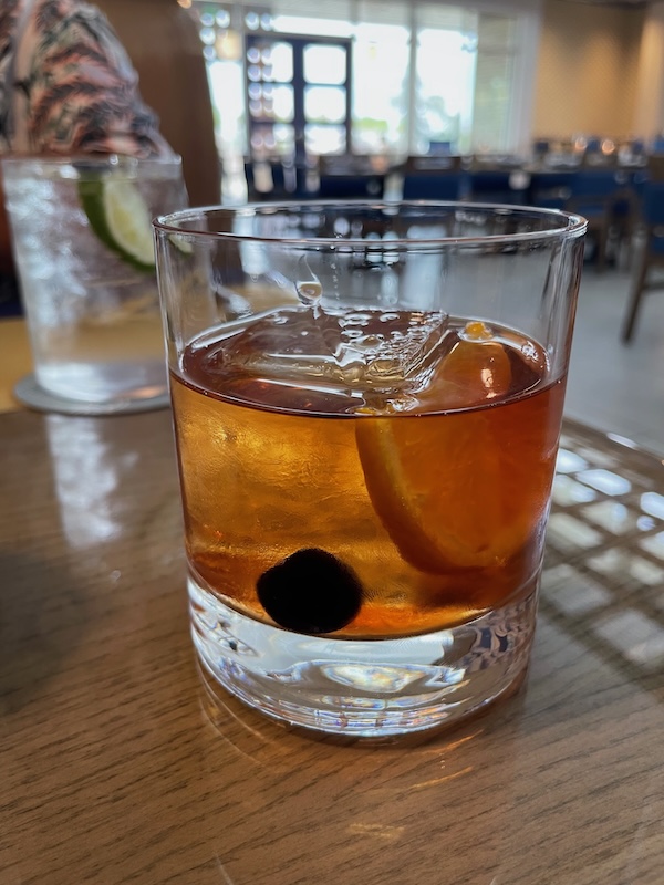 Old fashioned cocktail at the bar