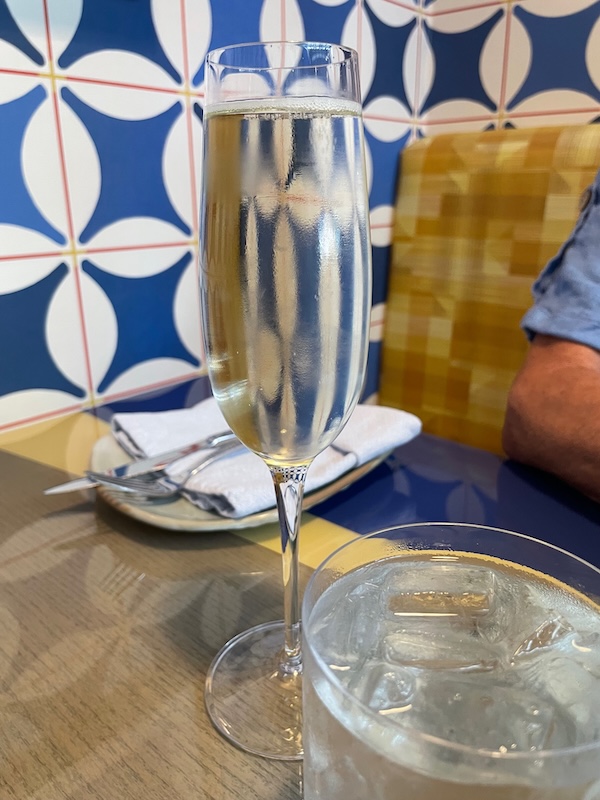 Glass of prosecco during dinner