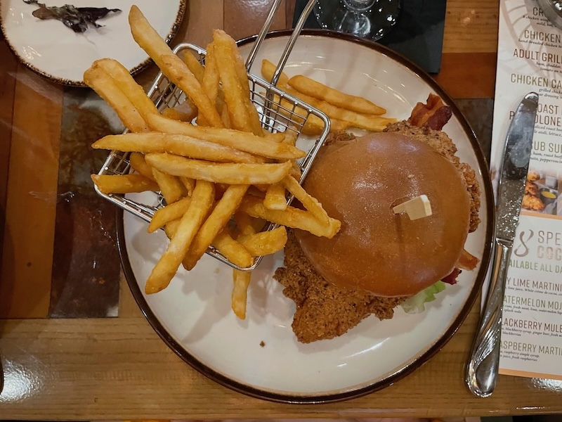 Grilled chicken sandwich with fries