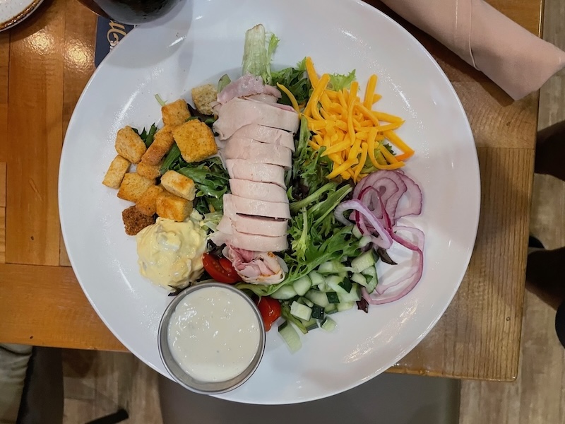 Chef salad with ham, turkey, and egg