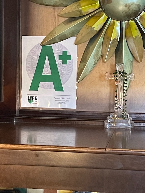 Health inspection rating displayed