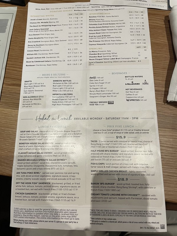 Bonefish Grill The Villages lunch menu with prix fixe lunch special
