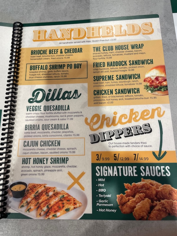 Handheld sandwiches menu board