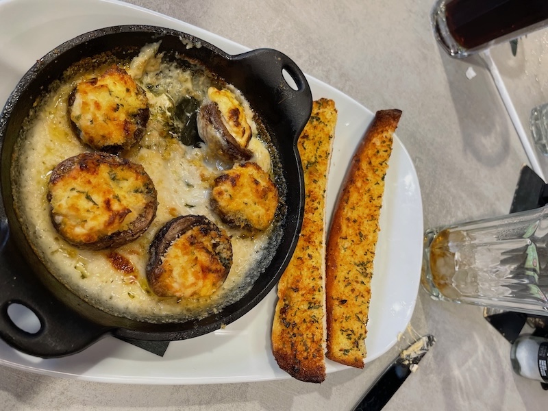 Stuffed mushrooms appetizer at Victory Sports Grill