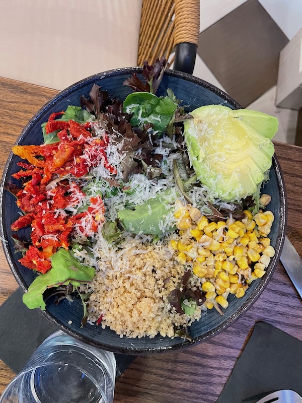 Endless Summer Salad with avocado, quinoa and roasted corn at Zunzibar