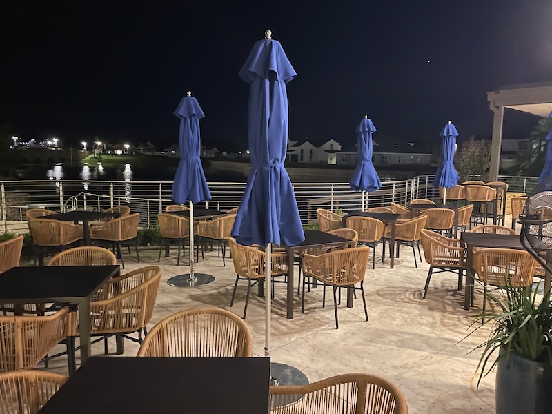 Zunzibar waterfront patio at night