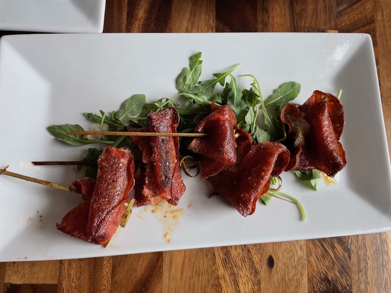Jangry Jalapeños wrapped in pepperoni and stuffed with blue cheese at The Hangry Bison