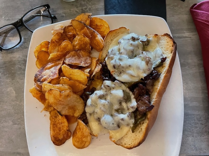 Philly Cheesesteak with house-made chips at Havana Country Club Restaurant