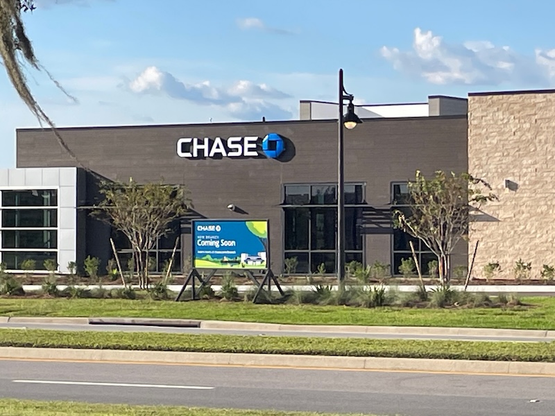 Chase Bank building in Middleton as work progresses toward opening