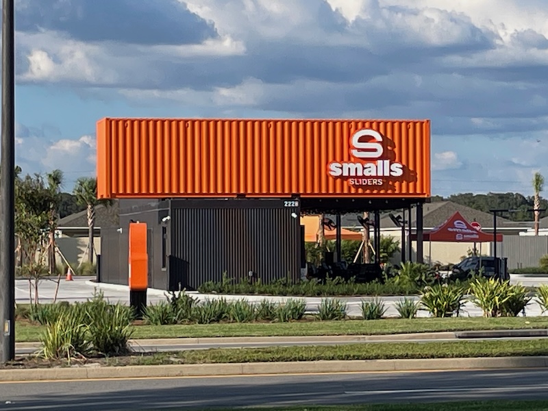 The orange Smalls Sliders building, now open in Middleton